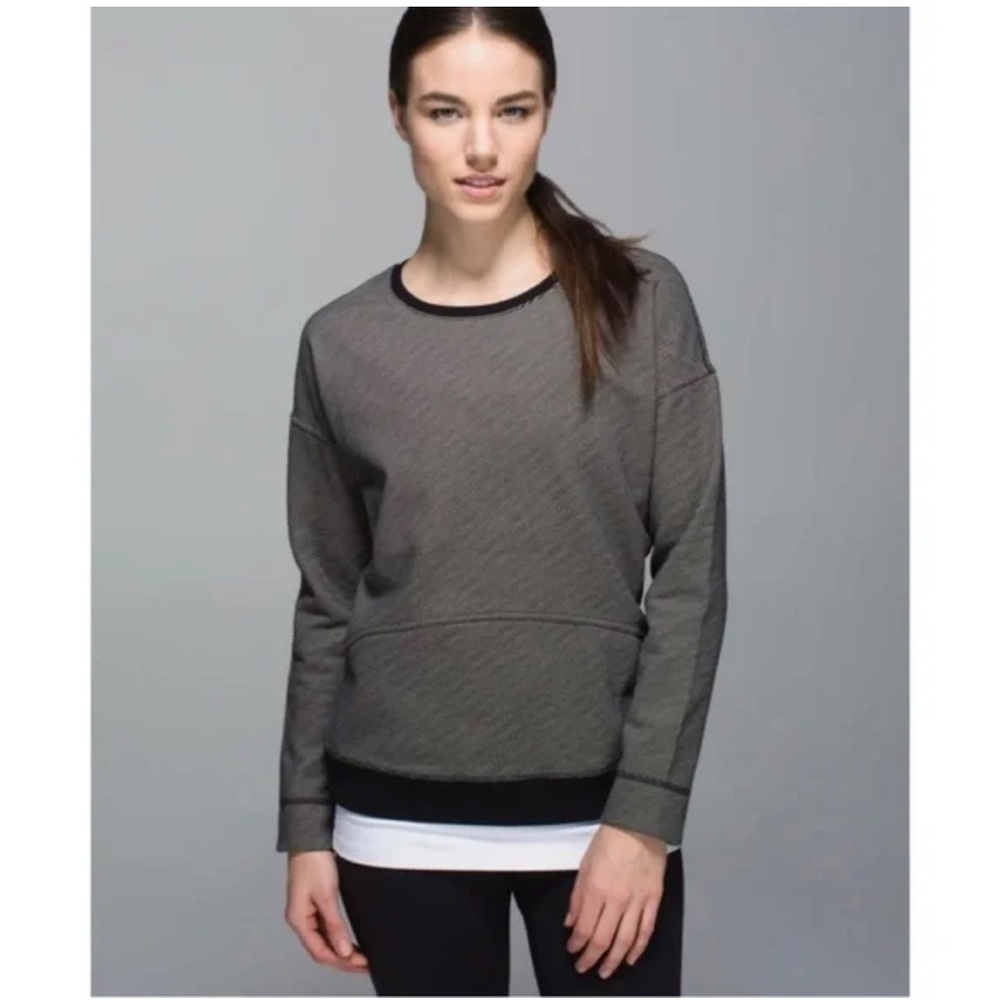 lululemon athletica Gray Crewneck Sweatshirt with Black Trim